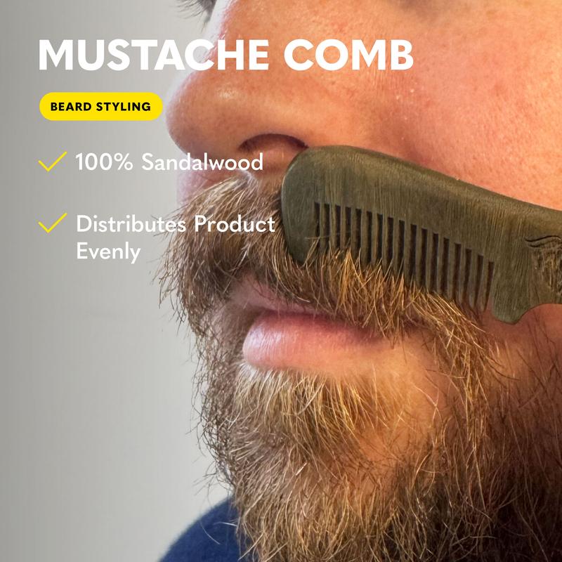 Mustache Care Kit - Beard Club - Mustache Wax with Essential Oils, Coconut Oil, & Shea Butter Plus Trimming Scissors, Mustache & Folding Combs Gift