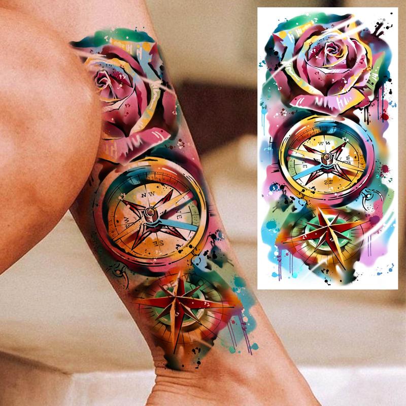 Flower & Animal Pattern Temporary Tattoo Sticker, 8 Counts set Waterproof Fake Tattoo Sticker, Body Art Sticker for Women & Men