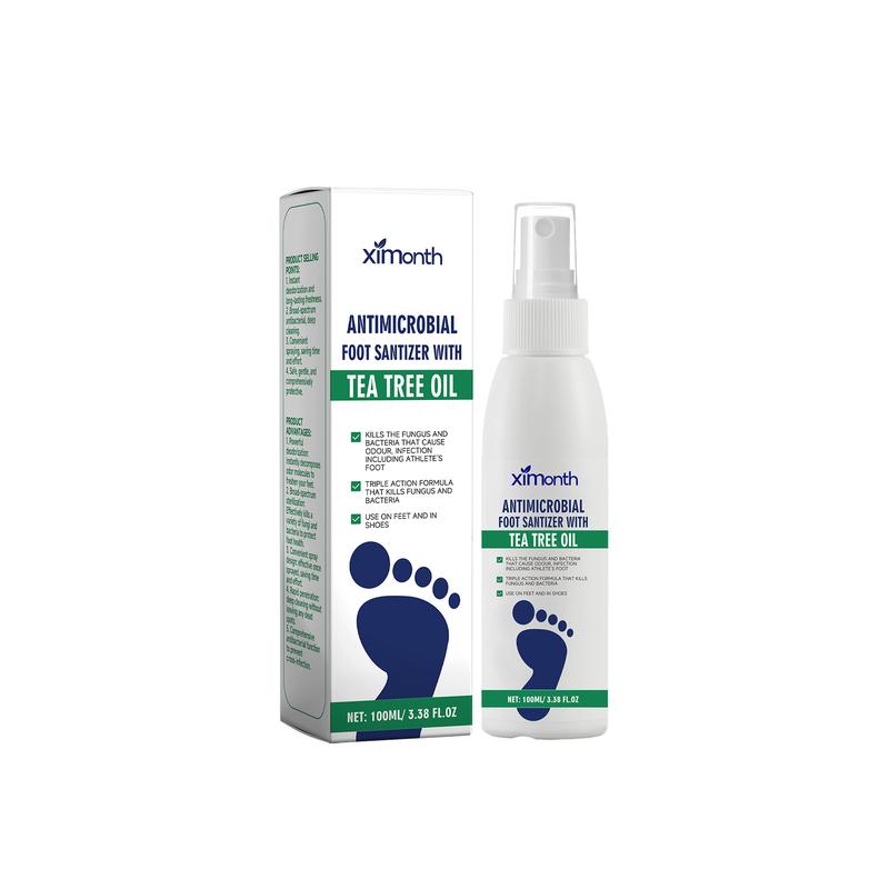 XIMONTH Foot Disinfectant Spray, 3.38 oz Bottle with Natural Tea Tree Oil and Aloe Vera Long-lasting disinfectant and antimicrobial spray Ringworm, fungal infections, burning, itching, dandruff