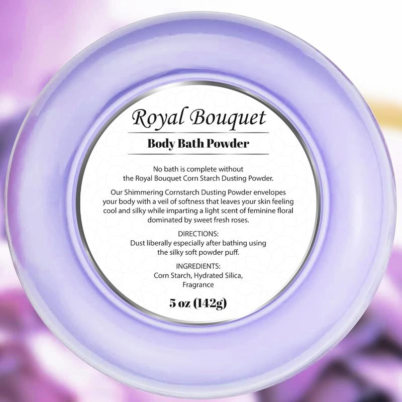 Powder for Women with Powder Puff,  Talc-Free, Elegant Royal Bouquet Scented Dusting Powder, After Bath for Soft , , 1 Pack (5oz)