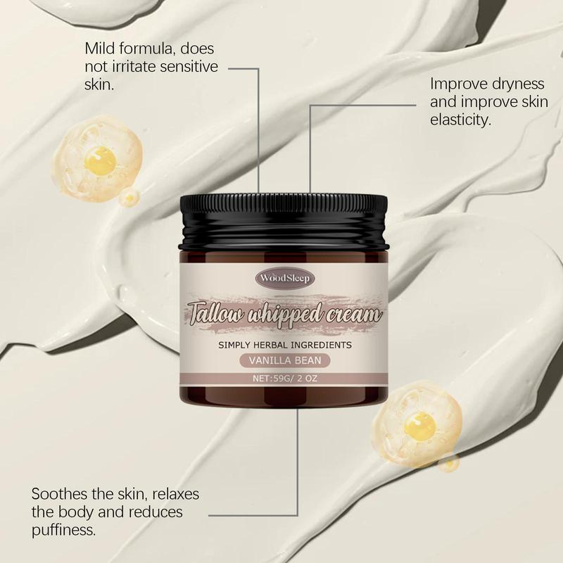 Vanilla Bean Tallow Moisturizing Body Butter, Hydrating Body Cream, Body Care Product for Women & Men, Skin Care Product for Daily Use