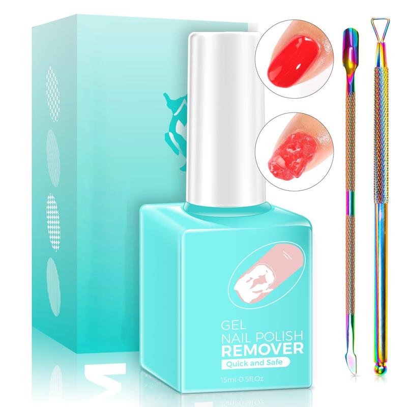 Gel Nail Polish Remover: Gel Polish Remover for Nails with Cuticle Pusher Scraper Quickly & Easily & Effectively Remove Gel Nail Polish in 5 Minutes No Need Soaking or Wrapping