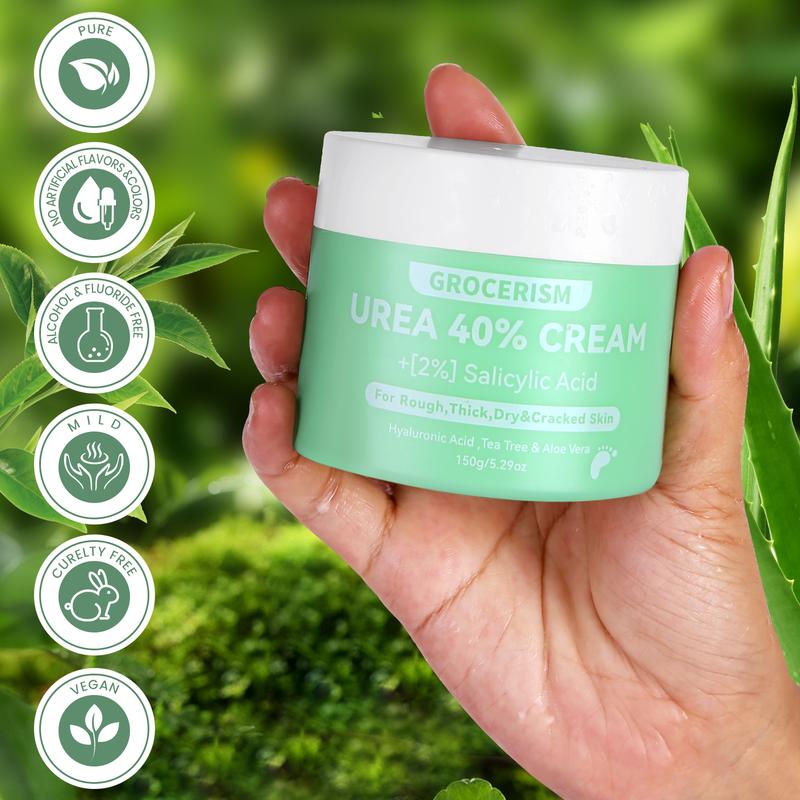 Urea Cream 40 Percent For Feet Plus 2% Salicylic Acid 5.29 oz, Foot Cream and Hand Cream Maximum Strength with Hyaluronic Acid, TeaTree, and Aloe Vera For Deep urizes, CallusRem Moistover and Soften All Skin Types, Hydrating, Auroradf Nails Moisturizer