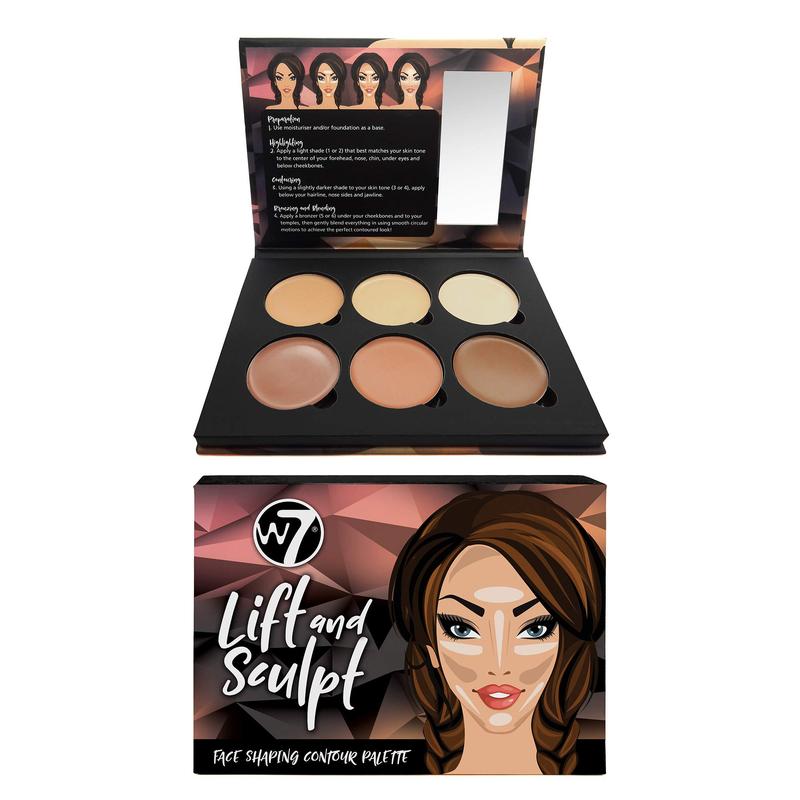 W7 Lift & Sculpt Cream Contour Kit - Concealing, Highlighting & Contouring Makeup Palette - Step-by-Step Instructions Included Bronzer Cosmetic