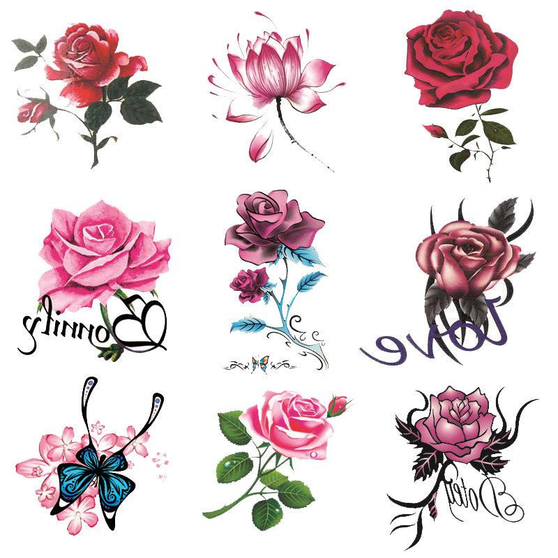 Tattoo stickers, multicoloured, black, flowers, roses, butterflies, cover scars,Stickers to cover the scars