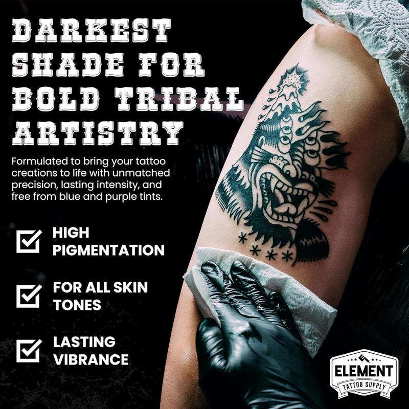 Premium Black Tattoo Ink - Professional Tattoo Ink & Supplies for Outlining, Shading,& Blending - Tribal Tattoo Ink - Permanent Nighthawk Black