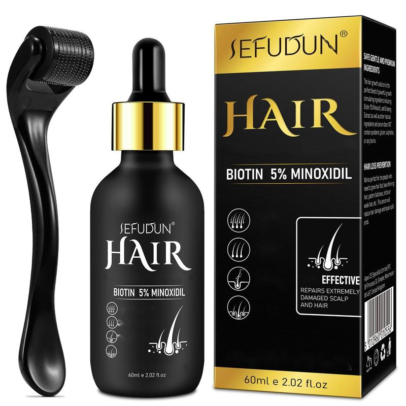 Sefudun 5% Minoxidil Hair Serum with Micro Derma Roller Set(60ml), with Hair Spray