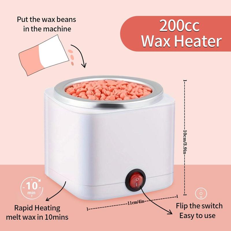 Hair Removal Waxing Kit, 1 Count 200cc Wax Warmer Machine with 4 Counts Wax Grain & 20pcs Wooden Sticks, Diffuser Hair Removal, Personal Care Appliances for Women Home Use, Christmas Gift