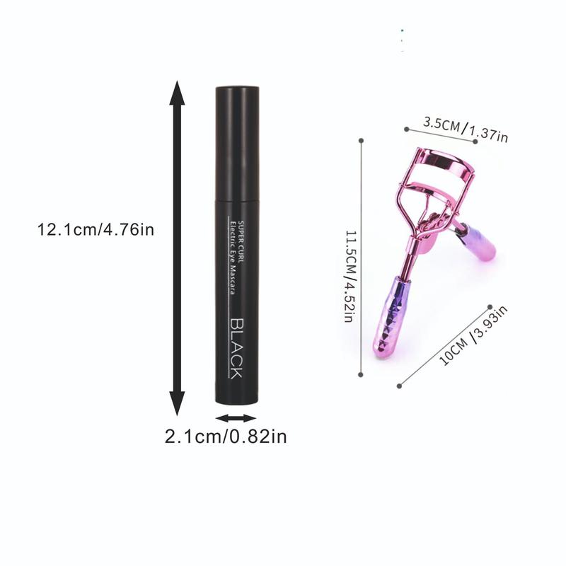 Natural Curl Eyelashes Mascara & Eyelash Curler, Large Capacity Mascara Stick, Long-lasting Lashes Lengthening & Volumizing & Curling Cosmetic