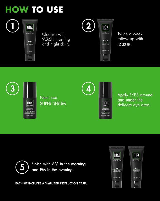 Tiege Hanley Mens Skin Care Set, Essential Skin Care Routine for Men -  Comes in 3 Levels Comfort