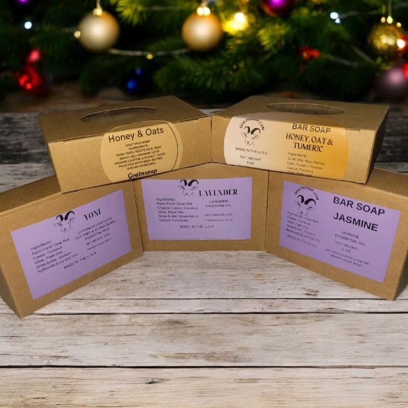 Farm Fresh Goats Milk Soap Christmas Bundle - Lavender, Honey and Oats, Honey, Oats and Tumeric, Jasmine, Yoni