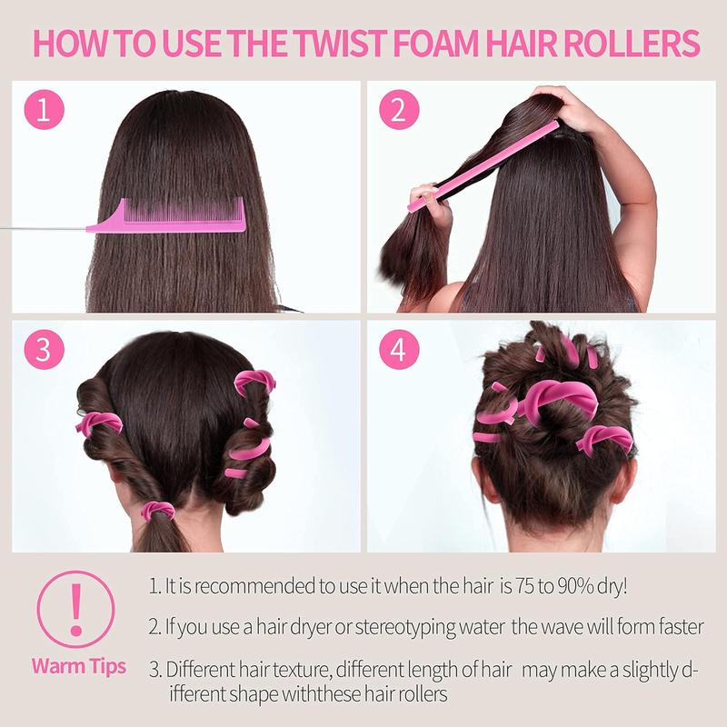 9.5inch 6pcs Heatless hair curler  Hair Rollers Perm Rods Flexible Curlers Soft Foam Curls Tool Salon Styling Haircare