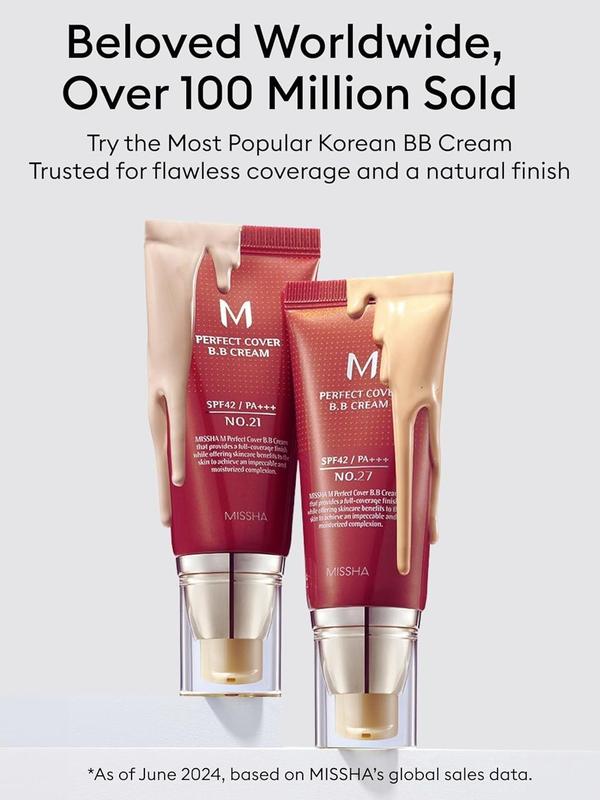 MISSHA M Perfect BB Cream No.21 Light Beige for Bright Skin SPF 42 PA +++ 1.69 Fl Oz - Tinted Moisturizer for face with SPF