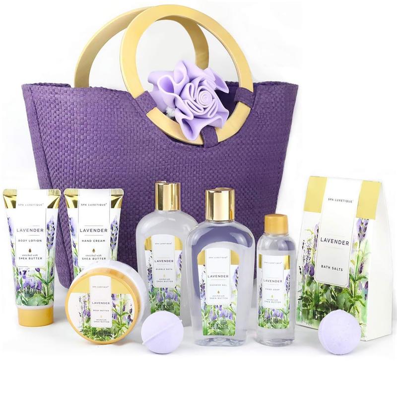 10pcs Lavender Bath Gifts with Bath Bomb, Body Lotion, Bubble Bath, Gift Baskets, Spa Gifts, Relaxing Spa Baskets for Women Gift, Christmas, Birthday Gifts, Body Care Set Kit Scent Comfort Luxury