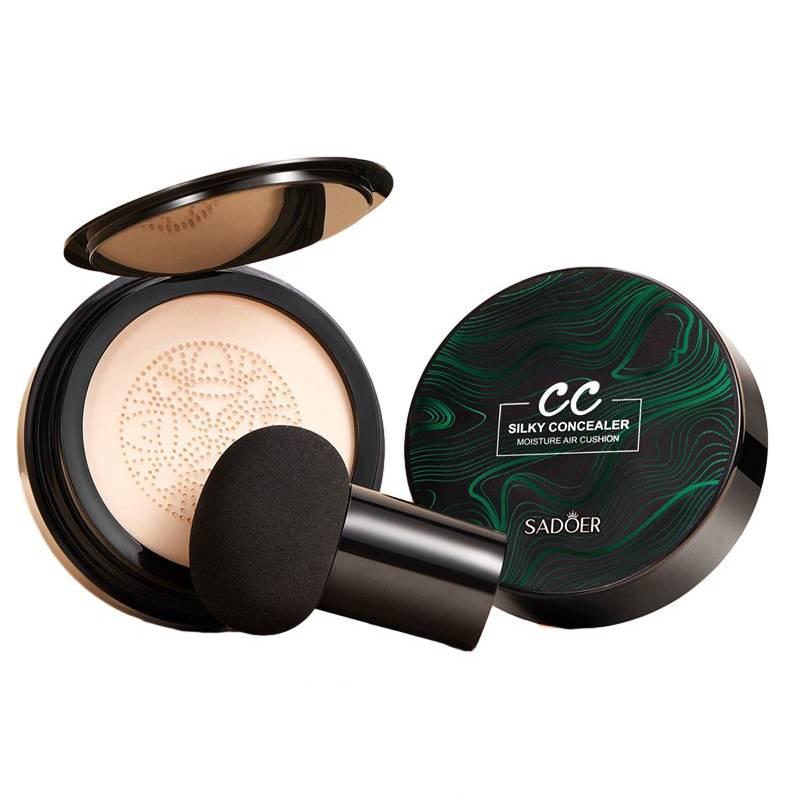 Mushroom Head CC Cream, 3 Counts set Long Lasting Moisture Foundation, Including CC Air Cushion, Painting Protective, Mushroom Head Brush