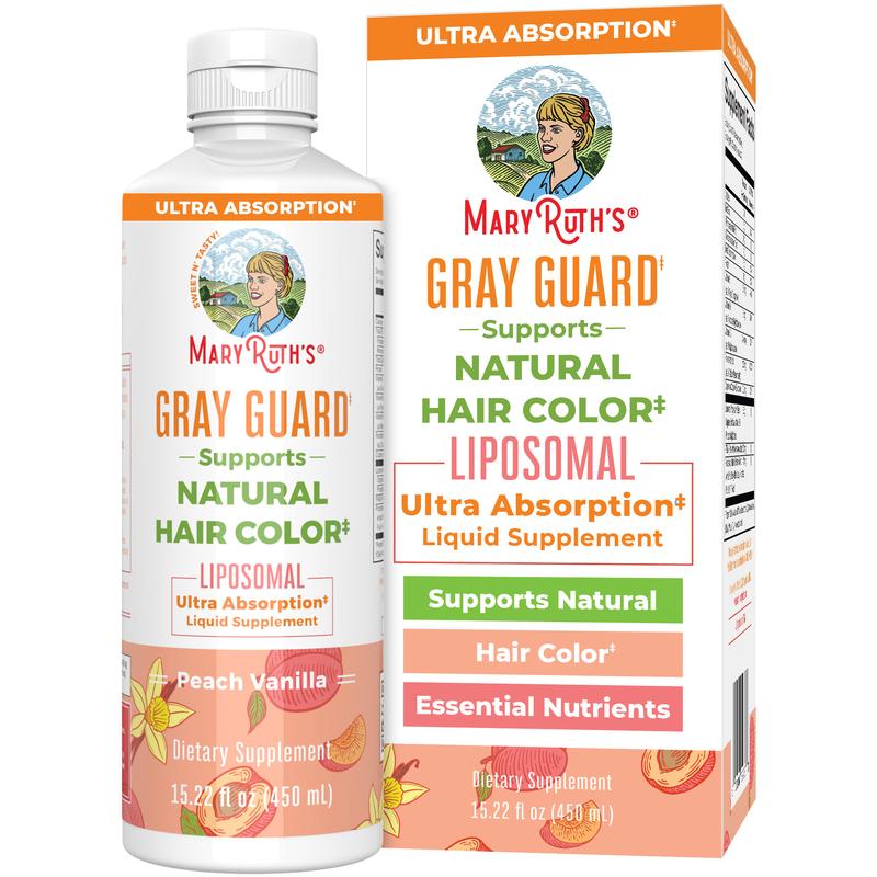 MaryRuth's Gray Guard Liposomal - Supports Natural Hair Color - With Copper, Pantothenic Acid, Holy Basil & Traditional Herbs - Ages 18+ - 15.22 Fl oz