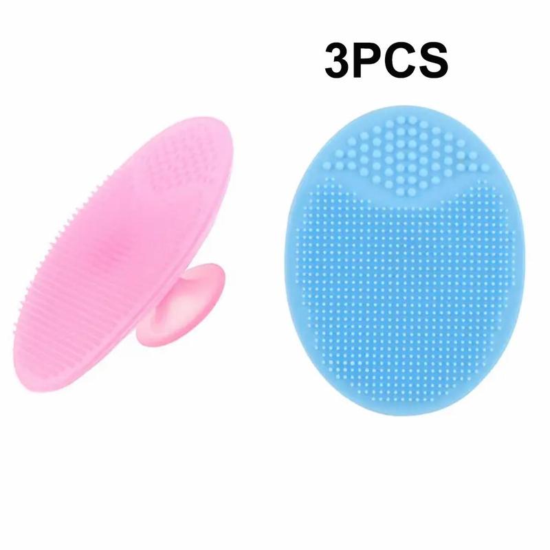 Silicone Random Color Facial Cleansing Brush, 3 Counts set Face Scrubber, Face Wash Brush, Face Massage Brush, Facial Exfoliant Brush