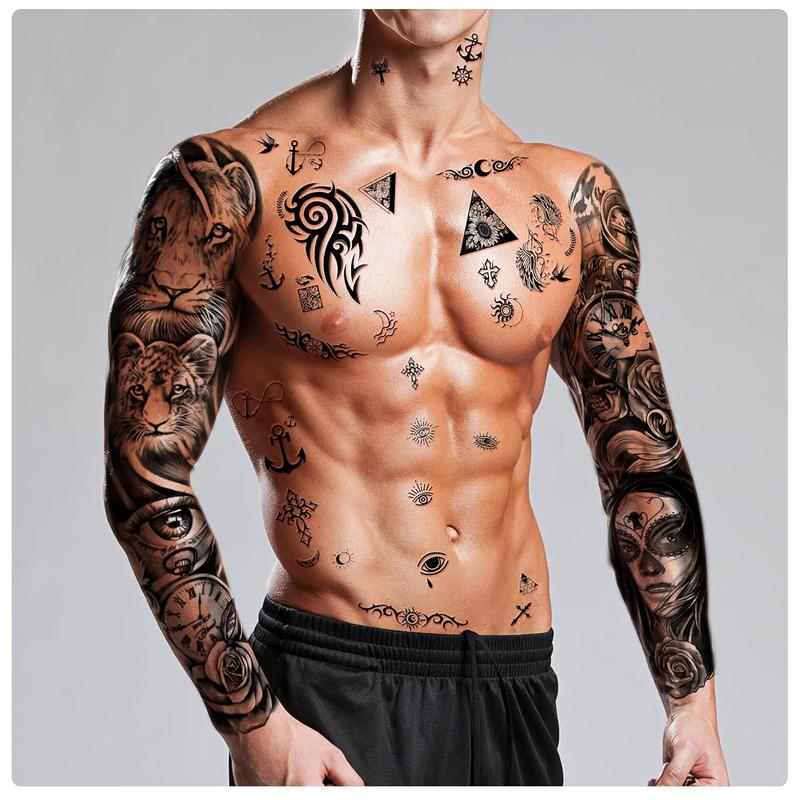 Trending! 46 Sheets of Full Arm Temporary Tattoos for Men and Women (Length 22.8