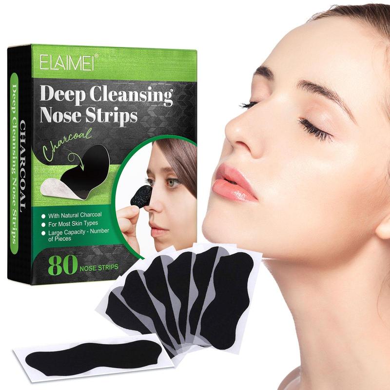 Deep Cleansing Nose Strips, 80pcs box Blackhead Pore Strips, Absorbs Oil, Dirt, Unclogs Pores, Suitable for Face Nose Pores and Oily Skin, Christmas Gift