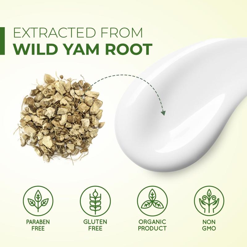 Organic Wild Yam Cream :Natural-Advanced Plant-based Formula For Menopause & Menstrual Support like hot flash and night sweats relief Moisturizers