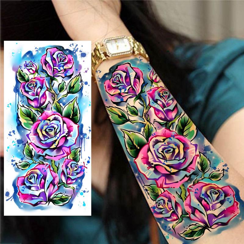 Flower & Animal Pattern Temporary Tattoo Sticker, 8 Counts set Waterproof Fake Tattoo Sticker, Body Art Sticker for Women & Men