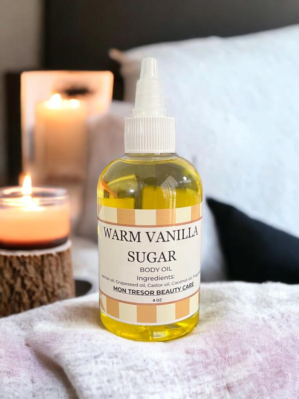 Warm Vanilla Sugar Body Oil, moisturizer, hydrating, warm, sweet vanilla, jasmine, musk caramelized vanilla sugar, sandalwood, cruelty free, vegan friendly Moisturizing Gentle Body Care Daily Scent Aroma Moisture Sensitive Scented