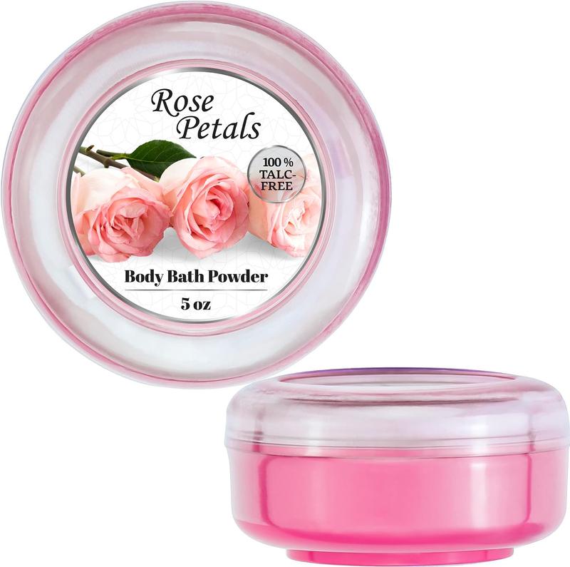 R-NEU 2 Pack Body Bath Powder for Women, 100% Talc-Free, Elegant Rose Petals Dusting Powder with Powder Puff, Extra Large (10oz)