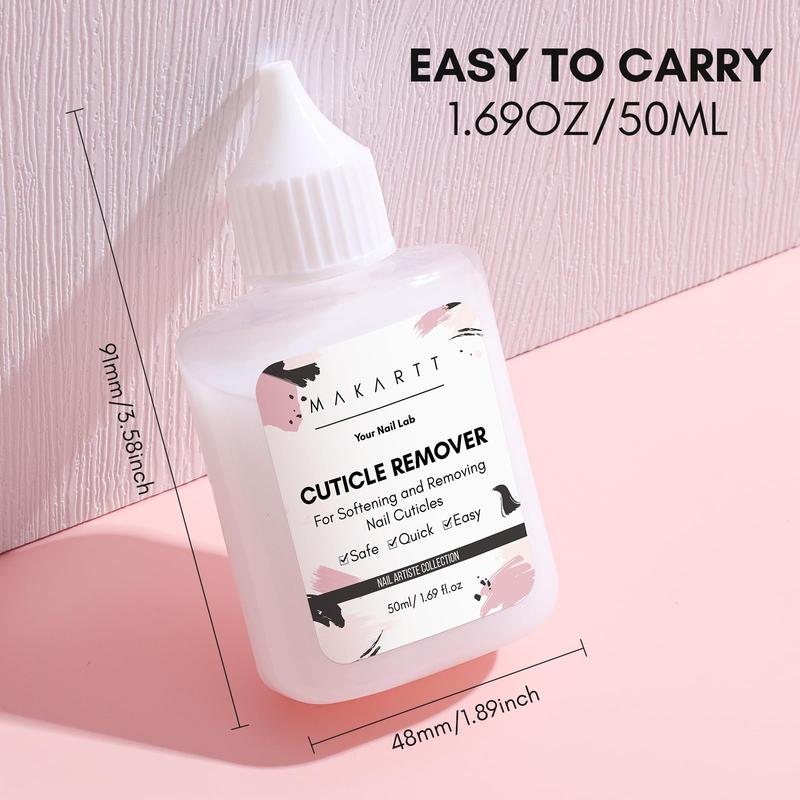 Makartt Cuticle Remover Liquid, 50ml Cuticle Softener, Professional Instant Cuticle Cream, Salon Quality Nail Care Cuticle Dissolver for Dry Cuticles Manicure and Pedicure Supplies Salon Home Use Nail Polish Polish