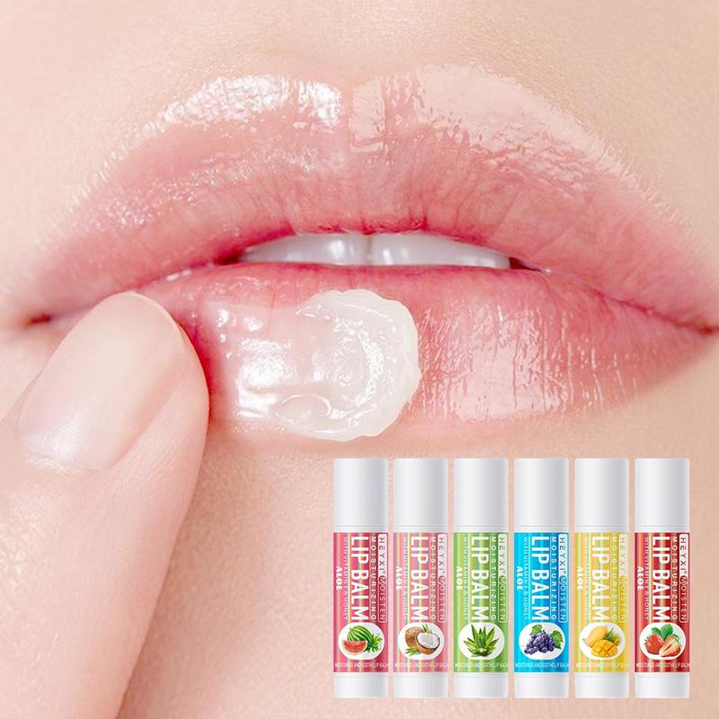 Fruit Flavor Lip Balm Set, 6 Counts set Moisturizing Lip Balm, Hydrating Lip Stick, Plumping Lip Care Stick for Girls & Women