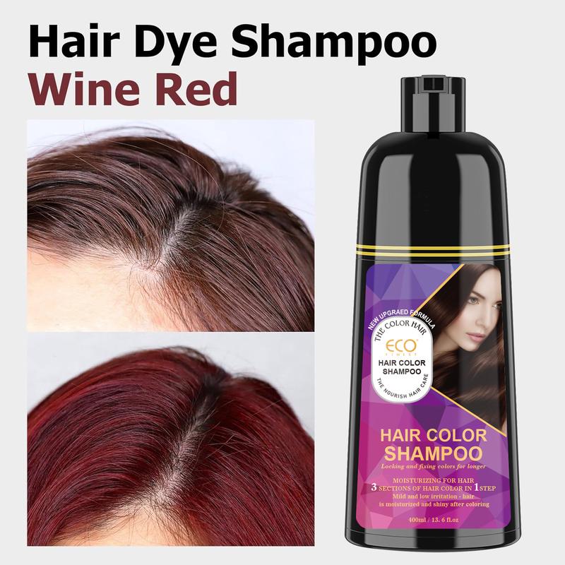 ECO Finest Color-Lasting Hair Dye Shampoo - Wine Red, Brown, Black - Quick & Long-Lasting - Suitable for All Ages Gel Haircare