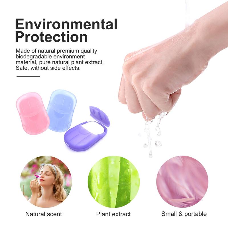 Portable Travel Soap Paper Sheets, Mini Disposable Soap Sheets Hand Washing Bath Scented Paper Soap and Slide Foaming Paper Soap Bathing Soap Flakes for Outdoor