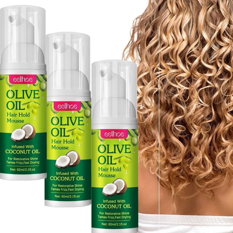 Olive Oil Hair Styling Mousse,Hydrate Permanent Anti-frizz Mousse for Curly Hair Styling and Moisturizing Care,Nourishing and Moisturizing