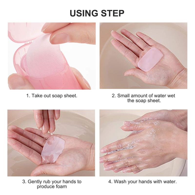 Portable Travel Soap Paper Sheets, Mini Disposable Soap Sheets Hand Washing Bath Scented Paper Soap and Slide Foaming Paper Soap Bathing Soap Flakes for Outdoor