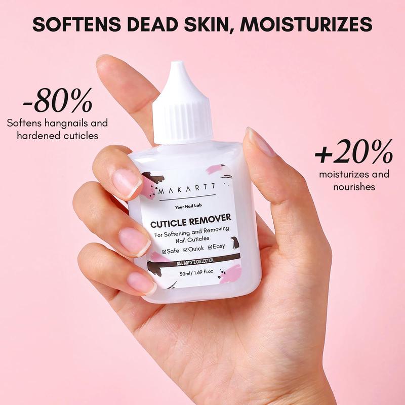 Makartt Cuticle Remover Liquid, 50ml Cuticle Softener, Professional Instant Cuticle Cream, Salon Quality Nail Care Cuticle Dissolver for Dry Cuticles Manicure and Pedicure Supplies Salon Home Use Nail Polish Polish