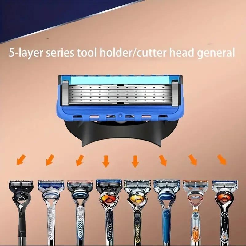 5 Layer Razor Blade Set for Men, 1 Set Men's Razor Holder & Replaceable Blade Heads, Multifunctional Hair Removal Tool for Leg, Arm & Armpit