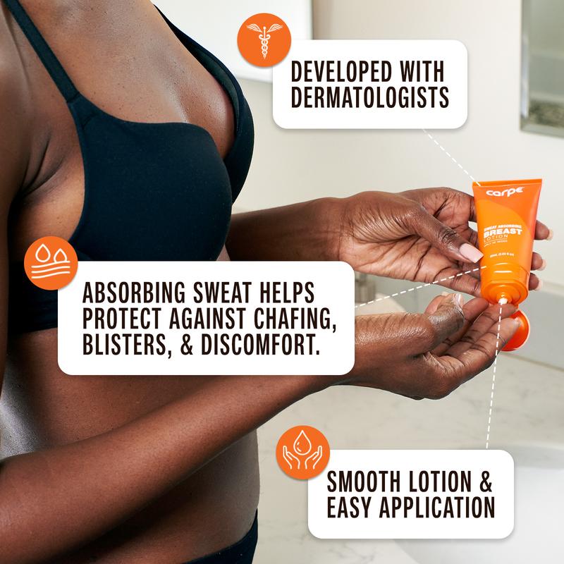 Carpe Breast Lotion, Sweat-Absorbing Formula, Calming Extracts & Powders