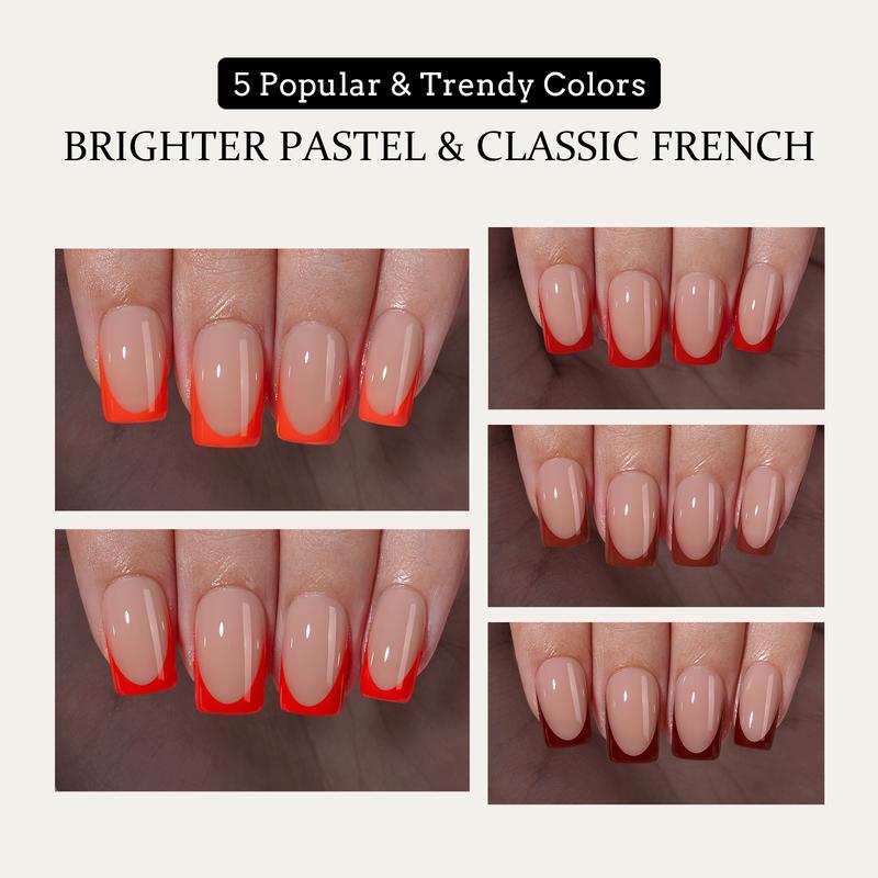 btartboxnails XCOATTIPS French Tip Press on Nails - Red Press On Nails Square, Christmas short Fake Nails, French Protecting Duo, Nail Lamp, All in One Soak Off Acrylic Fake Nail Extension