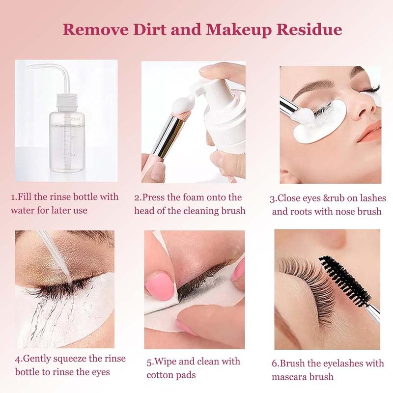 Lash Shampoo for Lash Extensions Eyelash Extension Cleanser with USB Lash Fan,50ml Lash Shampoo,Mascara Brush,Nose Blackhead Facial Cleaning Brush and Wash Bottle for Eye Makeup Remover