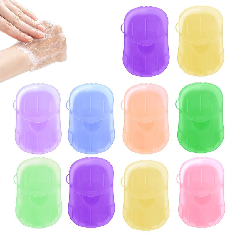 Portable Travel Soap Paper Sheets, Mini Disposable Soap Sheets Hand Washing Bath Scented Paper Soap and Slide Foaming Paper Soap Bathing Soap Flakes for Outdoor