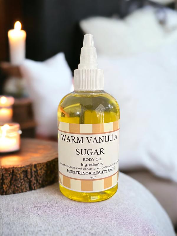 Warm Vanilla Sugar Body Oil, moisturizer, hydrating, warm, sweet vanilla, jasmine, musk caramelized vanilla sugar, sandalwood, cruelty free, vegan friendly Moisturizing Gentle Body Care Daily Scent Aroma Moisture Sensitive Scented