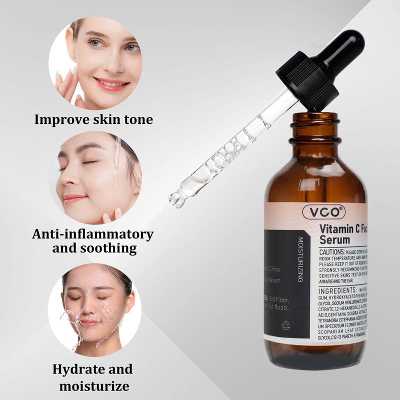 VGO Snail Mucin 92% Moisturizer Vitamin C serum 30ml 60ml Facial Cleanser of Double Care and Effets Three-In-One Set Skincare Repairing Cleanser for face facial cleanser for acne gentle skincare skincare products  Facial Skin Care Set