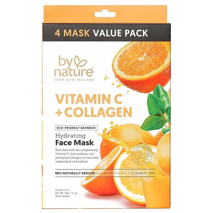 By Nature Vitamin C and Collagen Sheet Face Mask To Brighten And Hydrate Skin - By Nature Skincare From New Zealand