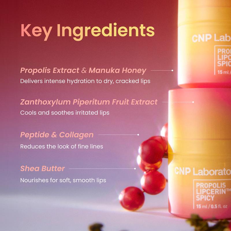 [CNP Official Shop] Honey Lip Plumper Spicy (Mint Flavor), Propolis Lipcerin, Hydrating Overnight Manuka Lip Butter & Balm & Mask, 12hrs Long-lasting Moisture, Gentle Exfoliation, Korean Skin Care, Shea Butter, Deep Nourish (0.5 fl.oz   15ml)