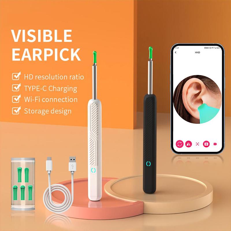 Wireless Visual Earpick, 1 Box LED Wax Removal Tool Picking Stick with Ear Pick Heads, HD Camera Smart Ear Wax Remover Ear Cleaning Pick Tool