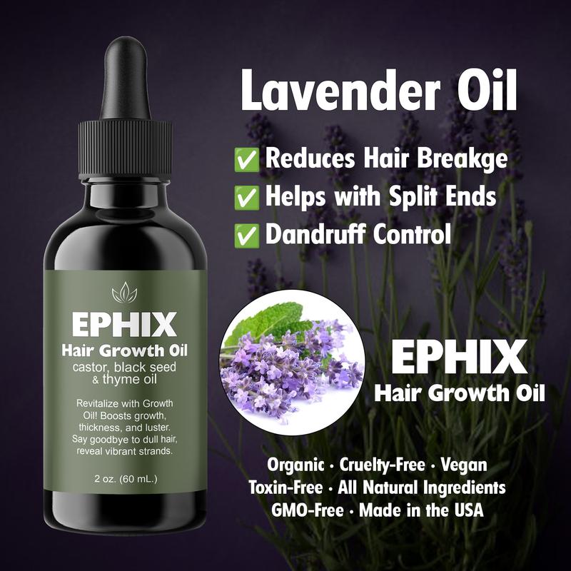 Ephix Hair Growth Oil - All Natural - Vegan & Organic Formula - 60ml - Daily Haircare Lavender Comfort