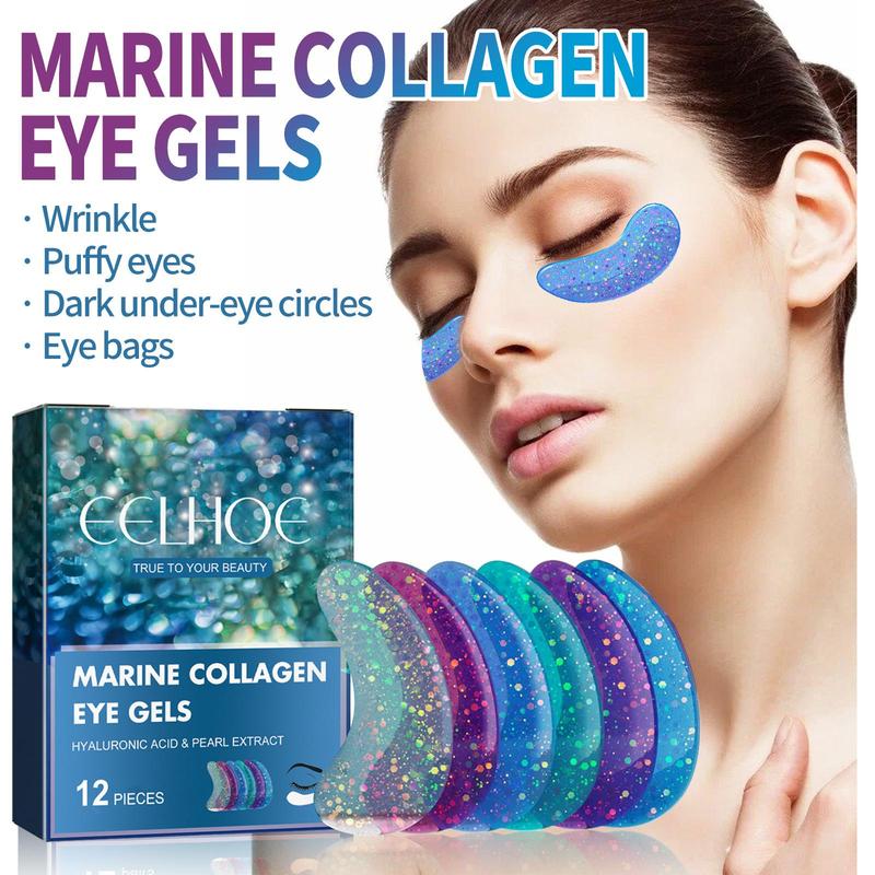 Marine Collagen Eye Gel Patches, 12pcs box Moisturizing Eye Mask, Eye Care Product for Women & Men