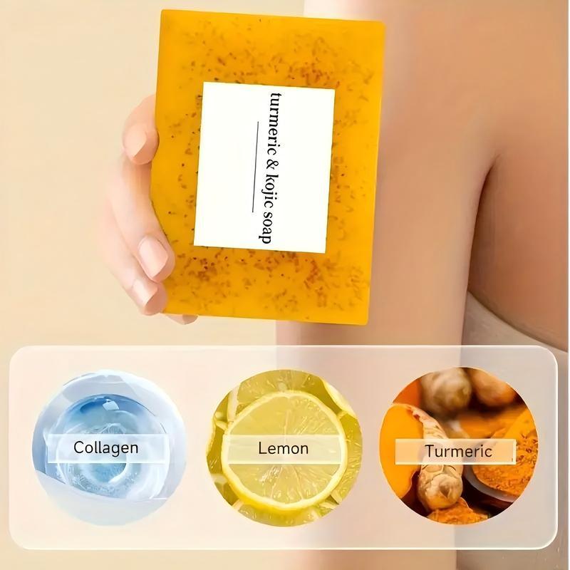 Turmeric Cleansing Mousse Turmeric Soap 2-piece Set - Gentle, Comfortable and Moisturizing Facial Cleansing Milk Turmeric Body Cleansing Soap