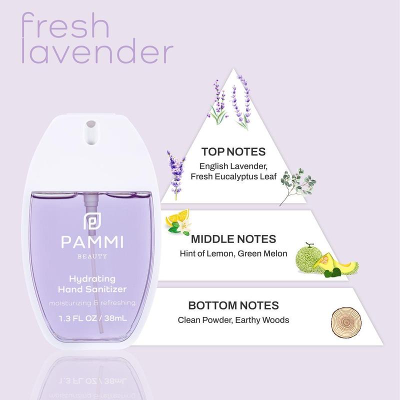 PAMMI Hydrating Hand Sanitizer 2 Pack - Fresh Lavender & Aloe Vera, Pocket-Friendly Design - Fragrance, Scent spray sanitizer