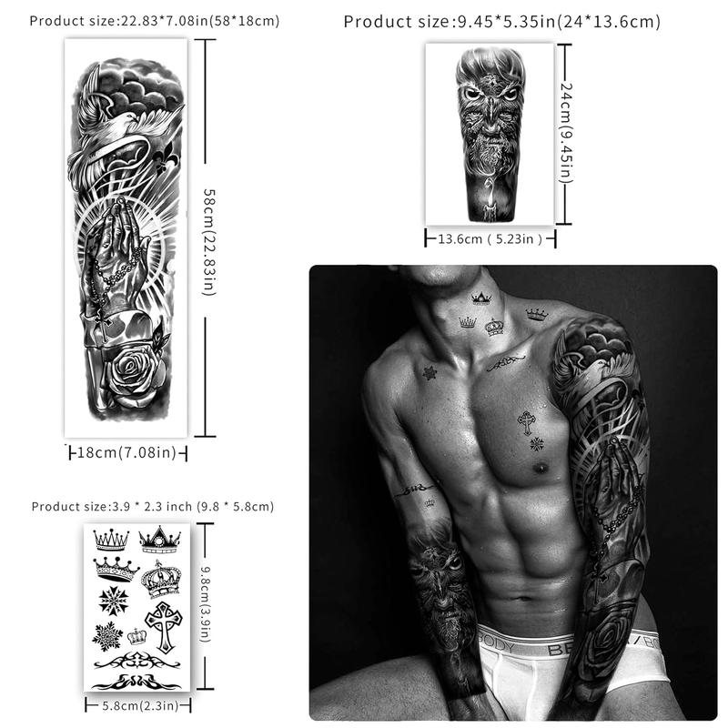 Trending! 46 Sheets of Full Arm Temporary Tattoos for Men and Women (Length 22.8