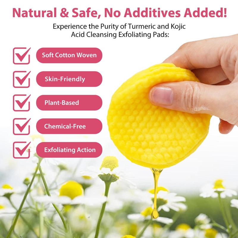 Turmeric & Kojic Acid  Peeling Pad  (40pcs count*3 Counts), Containing Vitamin B5 & Vitamin C, Exfoliate, Gentle Cleansing, Comfort Cleanser Pads Suitable for Face & Body